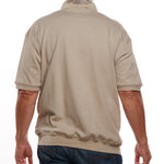 Load image into Gallery viewer, Classics by Palmland Short Sleeve 3 Button Banded Bottom Knit Collar - Taupe