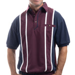 Load image into Gallery viewer, Classics by Palmland Vertical Stripe Banded Bottom Shirt - Burgundy