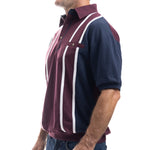 Load image into Gallery viewer, Classics by Palmland Vertical Stripe Banded Bottom Shirt - Burgundy