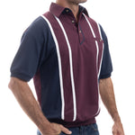Load image into Gallery viewer, Classics by Palmland Vertical Stripe Banded Bottom Shirt - Burgundy