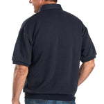 Load image into Gallery viewer, Classics By Palmland Solid French Terry Short Sleeve Banded Bottom Polo Shirt - Navy Heather