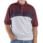 Load image into Gallery viewer, Classics by Palmland Horizontal French Terry Short Sleeve Banded Bottom Shirt - Burgundy