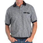 Load image into Gallery viewer, Classics by Palmland Jacquard Short Sleeve Banded Bottom Shirt - Black