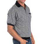 Load image into Gallery viewer, Classics by Palmland Jacquard Short Sleeve Banded Bottom Shirt - Black