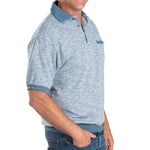 Load image into Gallery viewer, Classics by Palmland Jacquard Short Sleeve Banded Bottom Shirt - Marine