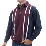 Load image into Gallery viewer, Classics by Palmland Vertical Stripes Long Sleeve Banded Bottom Shirt - Burgundy