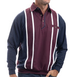 Load image into Gallery viewer, Classics by Palmland Vertical Stripes Long Sleeve Banded Bottom Shirt - Burgundy