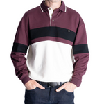 Load image into Gallery viewer, Classics by Palmland LS Horizontal Stripes Banded Bottom Shirt - Burgundy
