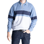 Load image into Gallery viewer, Classics by Palmland LS Horizontal Stripes Banded Bottom Shirt - Blue Heather