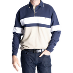 Load image into Gallery viewer, Classics by Palmland LS Horizontal Stripes Banded Bottom Shirt - Navy