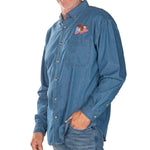 Load image into Gallery viewer, Men's Eagle Embroidery Denim Button Down Shirt