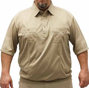 Palmland Short Sleeve Two Pocket Banded Bottom 1109 Big and Tall-Taupe - theflagshirt