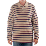 Load image into Gallery viewer, Men&#39;s Long Sleeve Khaki Striped Cotton Traders Polo Shirt
