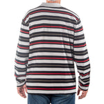 Load image into Gallery viewer, Men&#39;s Long Sleeve Gray Striped Cotton Traders Polo Shirt
