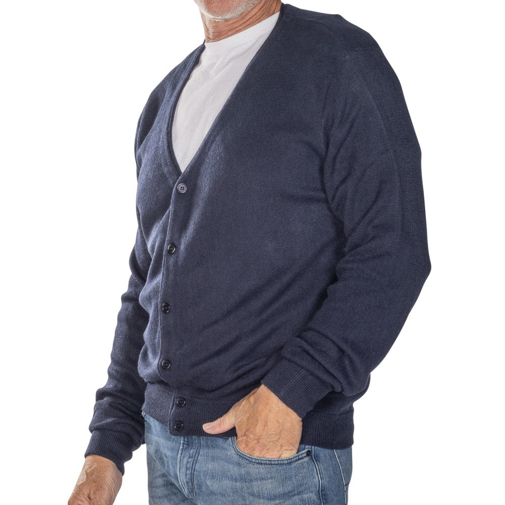 Men's Links Cardigan Sweater- Navy