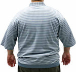 Load image into Gallery viewer, Classics By Palmland Grid Short Sleeve Banded Bottom Shirt 6010-100 Big and Tall Lt Blue - theflagshirt