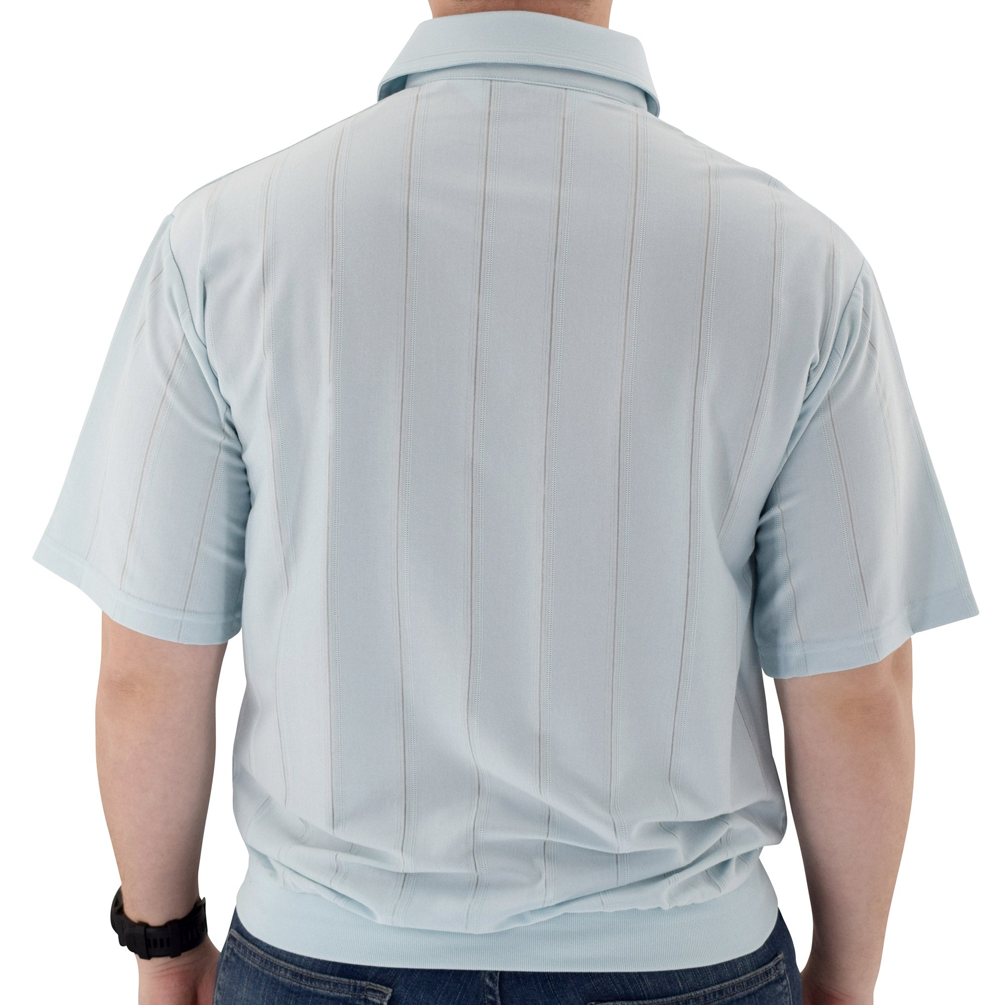 Big and Tall Tone on Tone Textured Knit Short Sleeve Banded Bottom Shirt - 6010-16BT - Light Blue - theflagshirt
