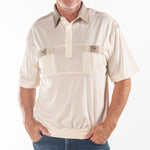 Load image into Gallery viewer, Classics By Palmland Knit Short Sleeve Banded Bottom Shirt 6010-646 Taupe
