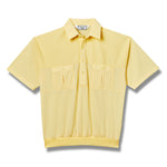 Load image into Gallery viewer, Classics by Palmland Two Pocket Knit Short Sleeve Banded Bottom Shirt Yellow 6010-656 - theflagshirt