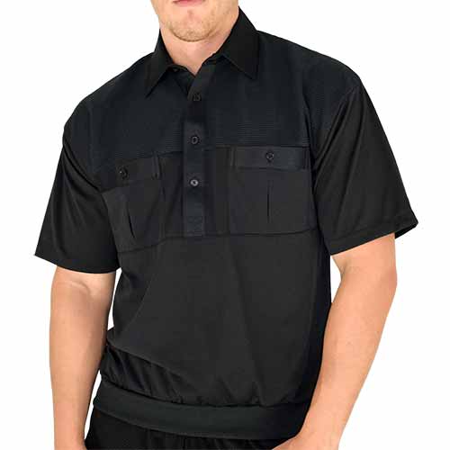 Classics by Palmland Knit Short Sleeve Banded Bottom Shirt 6010-656 Big and Tall-Black - theflagshirt