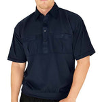 Load image into Gallery viewer, Classics by Palmland Two Pocket Knit Short Sleeve Banded Bottom Shirt 6010-656 Big and Tall-Navy - theflagshirt
