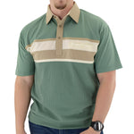 Load image into Gallery viewer, Classics by Palmland Horizontal Short Sleeve Banded Bottom Shirt Sage - 6010-BL12 - theflagshirt