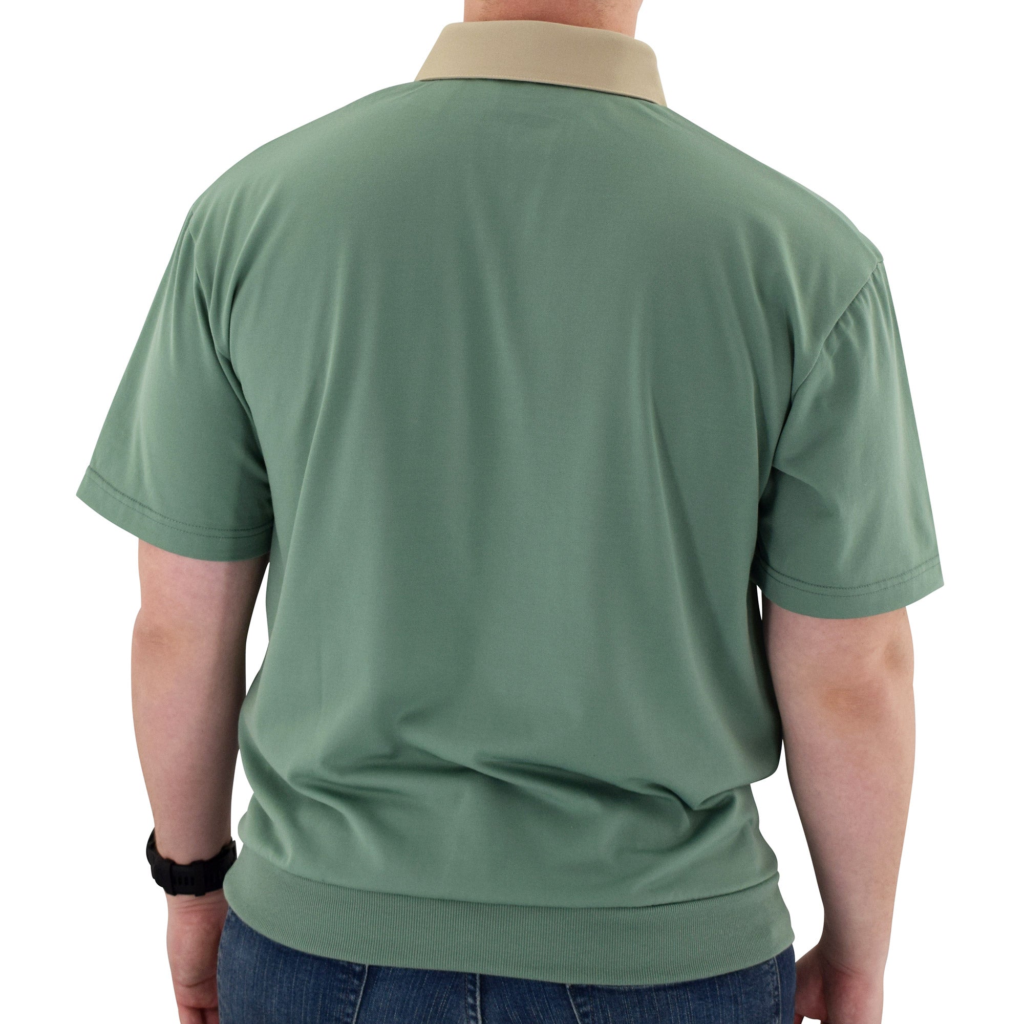 Classics by Palmland Horizontal Short Sleeve Banded Bottom Shirt Sage - 6010-BL12 - theflagshirt