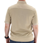 Load image into Gallery viewer, Solid Knit Banded Bottom Shirt with Woven Chest Panel 6041-22N Big and Tall - Heather Tan - theflagshirt