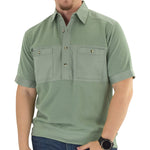 Load image into Gallery viewer, Mens Solid Knit Banded Bottom Shirt with Woven Chest Panel 6041-22N Big and Tall - Sage - theflagshirt