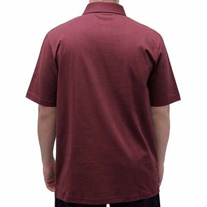 Palmland Solid Textured Short Sleeve Knit Big and Tall Burgundy - theflagshirt