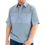 Load image into Gallery viewer, Solid Knit Banded Bottom Shirt with Woven Chest Panel 6041-22N - Chambray - theflagshirt