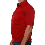 Load image into Gallery viewer, Solid Knit Banded Bottom Shirt with Woven Chest Panel - Rust