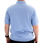 Load image into Gallery viewer, Classics by Palmland Short Sleeve 3 Button Banded Bottom Knit Collar 6070-100-Light Blue - theflagshirt
