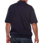 Load image into Gallery viewer, Classics by Palmland Short Sleeve 3 Button Banded Bottom Knit Collar - Navy