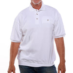 Load image into Gallery viewer, Classics by Palmland Short Sleeve 3 Button Banded Bottom Knit Collar - White