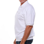 Load image into Gallery viewer, Classics by Palmland Short Sleeve 3 Button Banded Bottom Knit Collar - White
