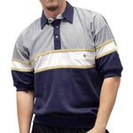 Load image into Gallery viewer, Classics By Palmland S/S Horizontal Pieced Banded Bottom BL20-6090BT-628 Navy - theflagshirt