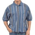 Load image into Gallery viewer, Classics By Palmland Vertical Short Sleeve Big and Tall Banded Bottom Shirt - Blue