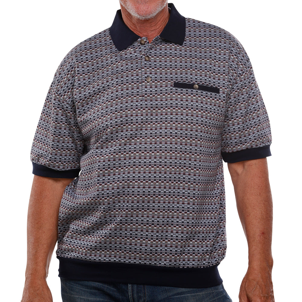 Classics by Palmland Jacquard Short Sleeve Banded Bottom Shirt 609110