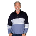 Load image into Gallery viewer, Classics by Palmland LS Horizontal Stripes Banded Bottom Shirt 6094-728 Navy - theflagshirt