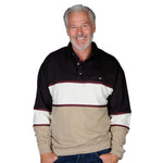 Load image into Gallery viewer, Classics by Palmland Horizontal Stripes Banded Bottom Shirt 6094-728 Taupe - theflagshirt
