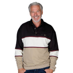 Load image into Gallery viewer, LD Sport Horizontal Stripes Banded Bottom Shirt 6094-728 Taupe - Big and Tall - theflagshirt