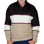 Load image into Gallery viewer, Classics by Palmland Horizontal Stripes Banded Bottom Shirt 6094-728 Taupe - theflagshirt
