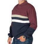 Load image into Gallery viewer, Classics by Palmland Horizontal Stripes Long Sleeve Banded Bottom Shirt - Burgundy - Big and Tall