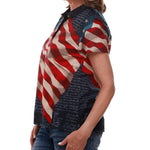 Load image into Gallery viewer, Women's Waving American Flag Polo Shirt