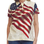 Load image into Gallery viewer, Women's Waving American Flag Polo Shirt