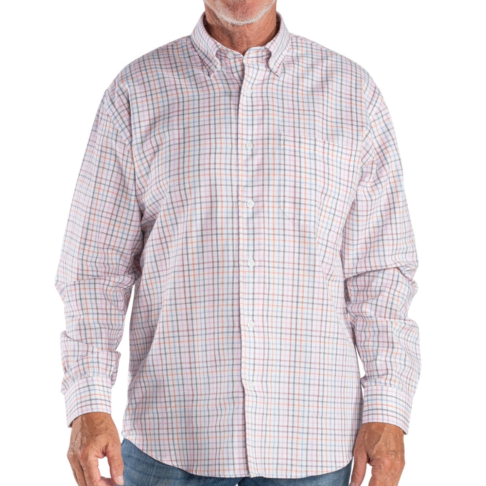 Executive Classic Button Down Sport Shirt- White Multi