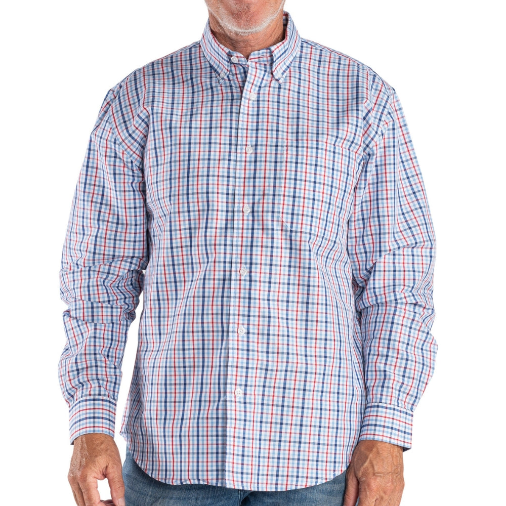 Heritage Comfort Button Down Sport Shirt- Blue