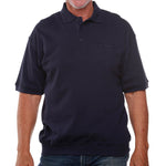 Load image into Gallery viewer, Classics by Palmland Short Sleeve 3 Button Banded Bottom Knit Collar 6070-100BT-NAVY
