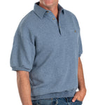 Load image into Gallery viewer, Classics By Palmland Solid French Terry Short SLeeve Banded Bottom Polo Shirt 6090-720 Big and Tall - LT.Blue
